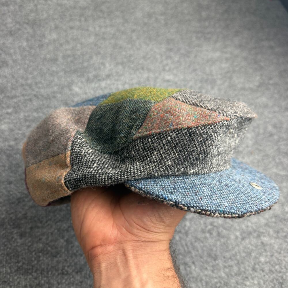 Vintage Hanna Hats Donegal Patchwork Tweed Newsboy Cap XL Made in Ireland Wool